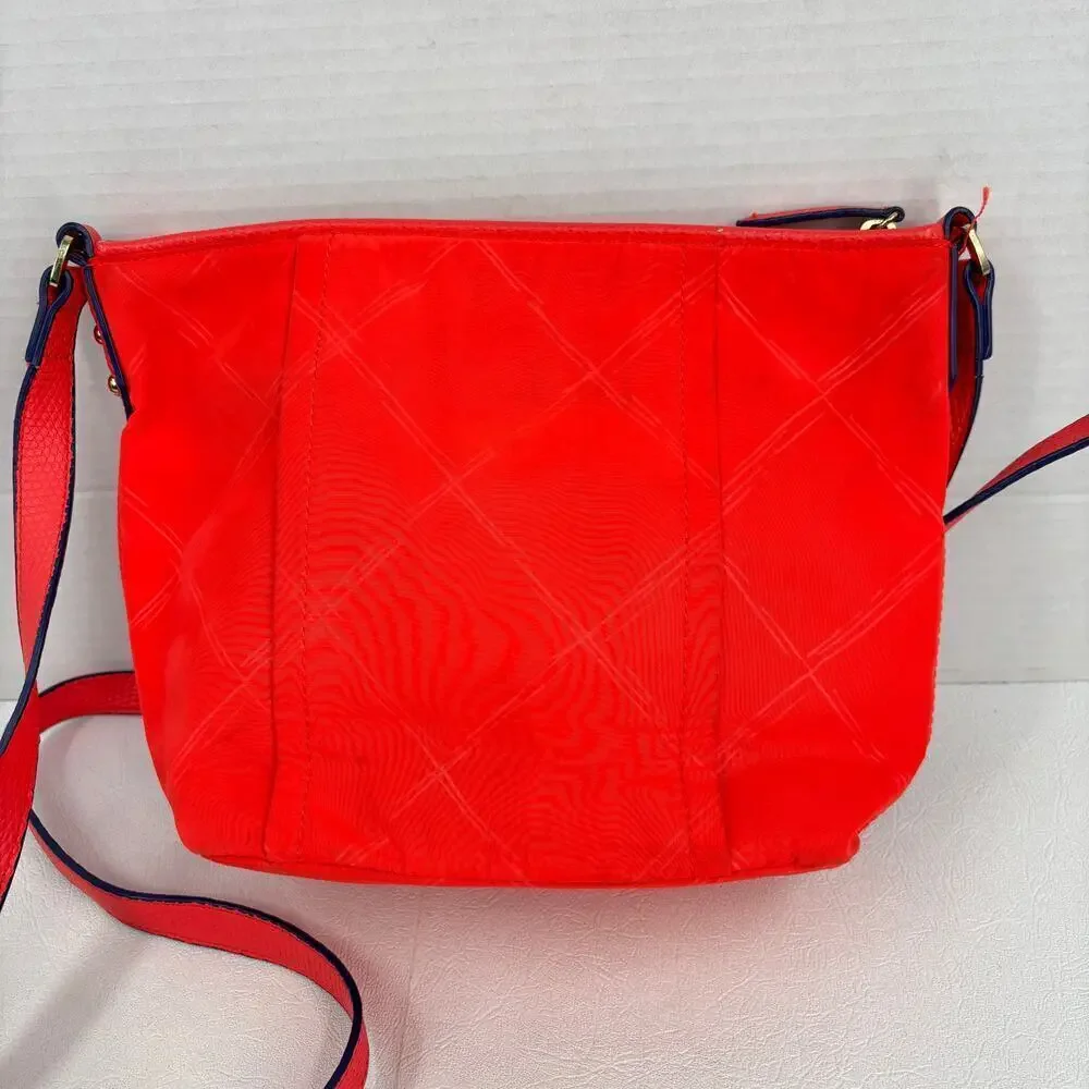 Vera Bradley Crossbody Bag Orange‎ Preppy Polly Top Zip Adjustable Strap